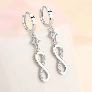 Infinity Sterling Silver Dangle Hoop Earrings