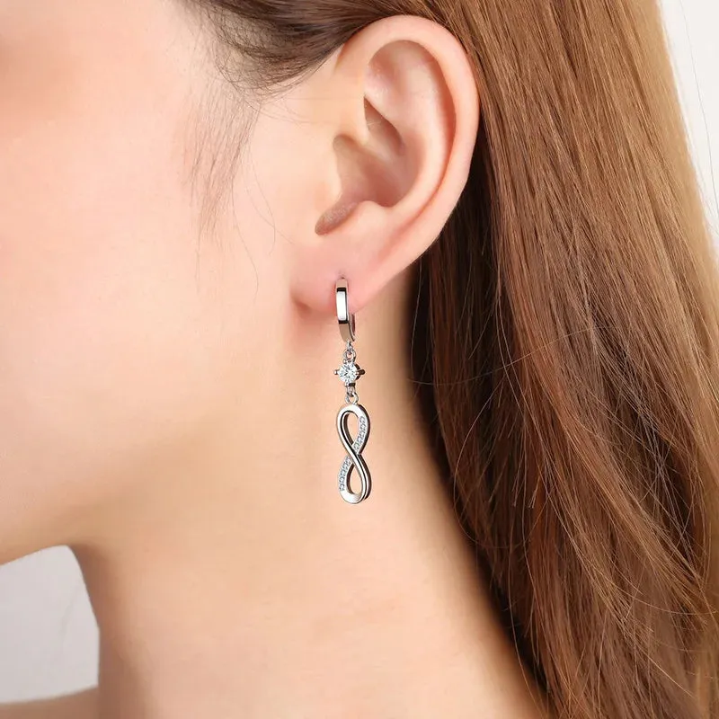 Infinity Sterling Silver Dangle Hoop Earrings