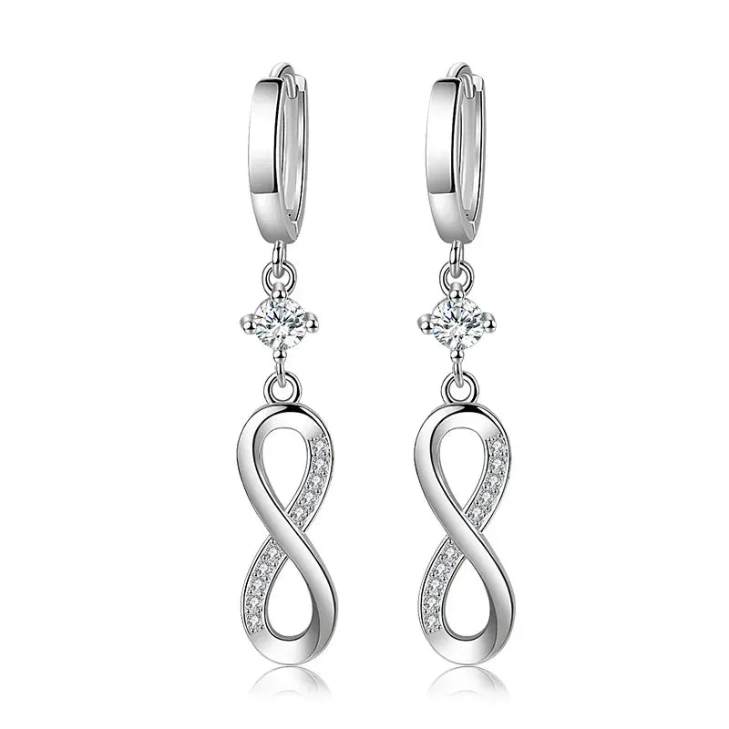 Infinity Sterling Silver Dangle Hoop Earrings