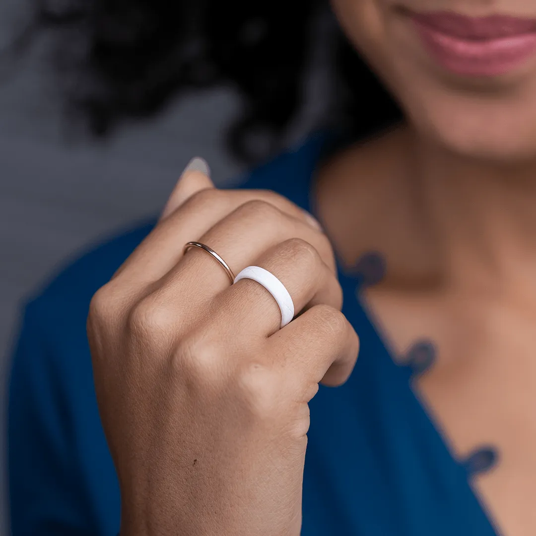 Infinity Thin Silicone Ring - White
