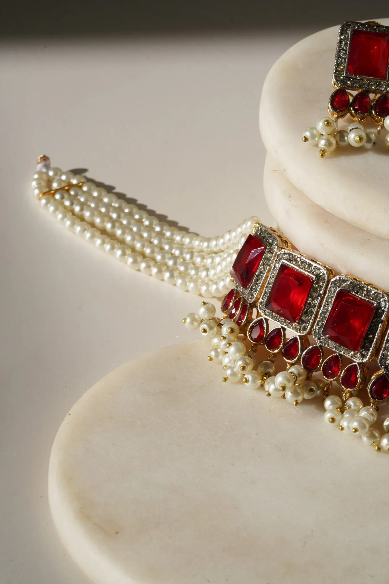 Jahanara - Choker Necklace Set With Earrings & Maang Tikka
