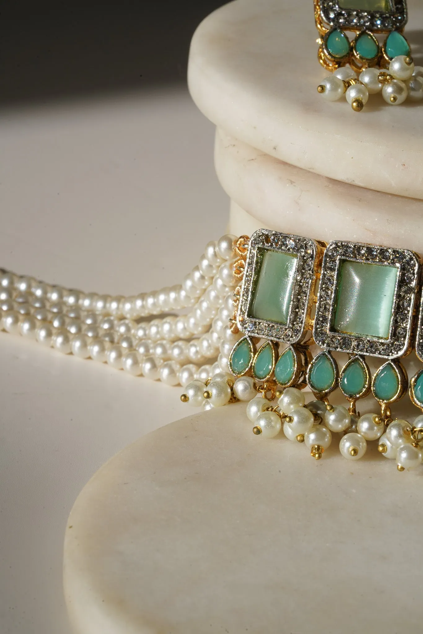 Jahanara - Choker Necklace Set With Earrings & Maang Tikka