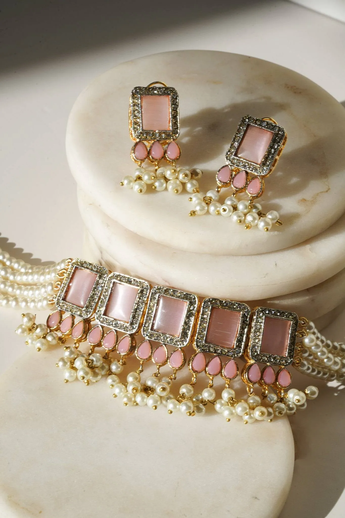 Jahanara - Choker Necklace Set With Earrings & Maang Tikka