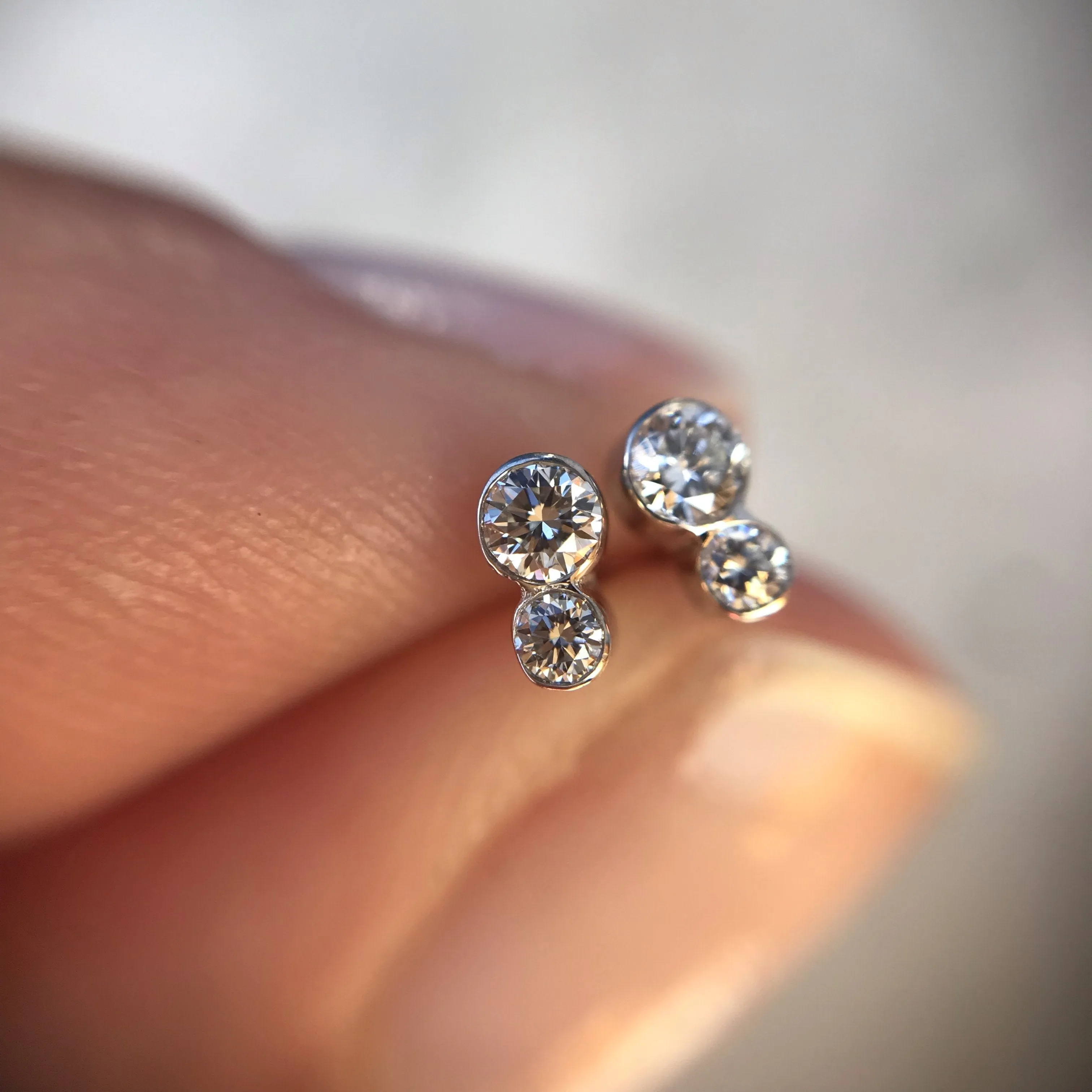 Kissing Diamonds Gold Stud Earrings