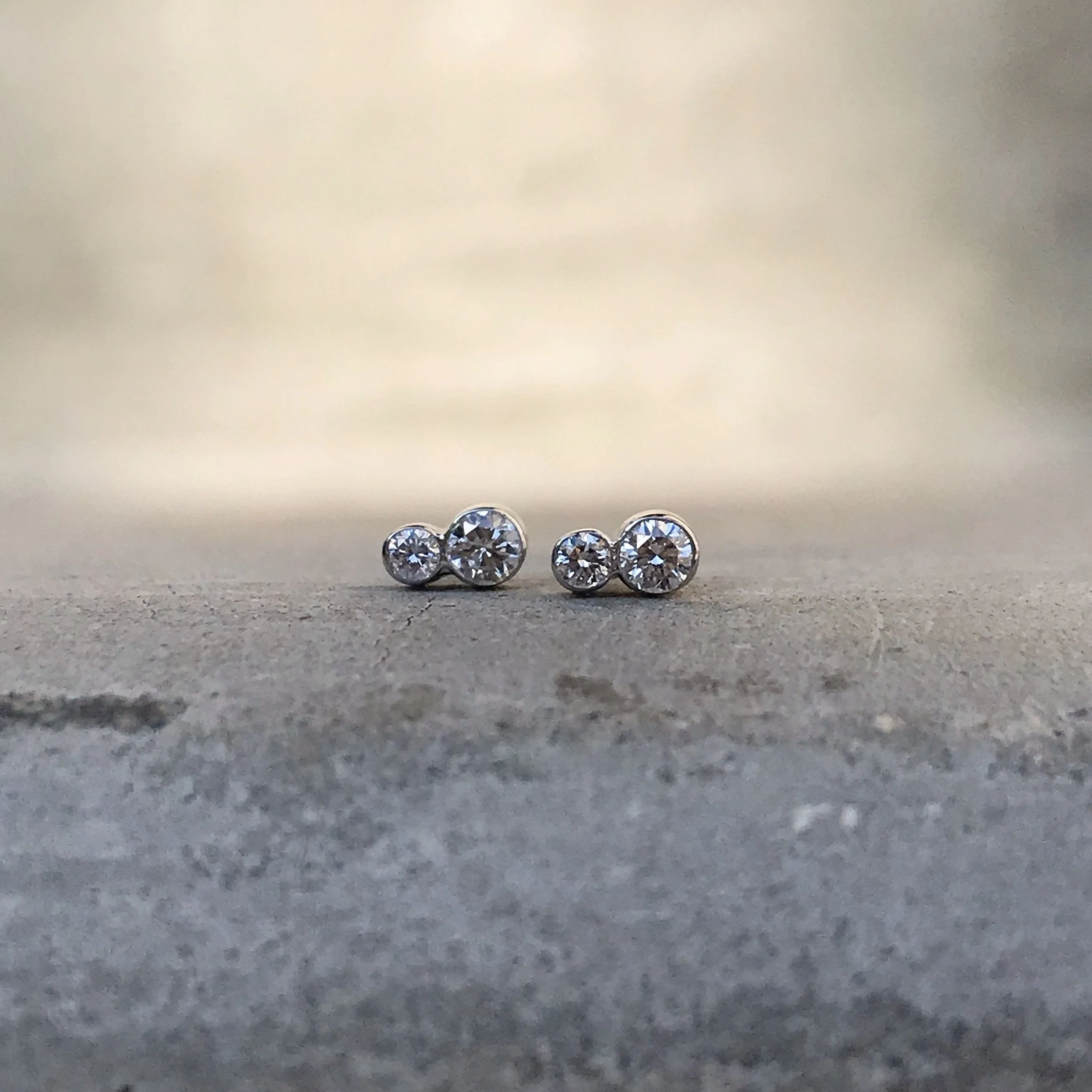 Kissing Diamonds Gold Stud Earrings