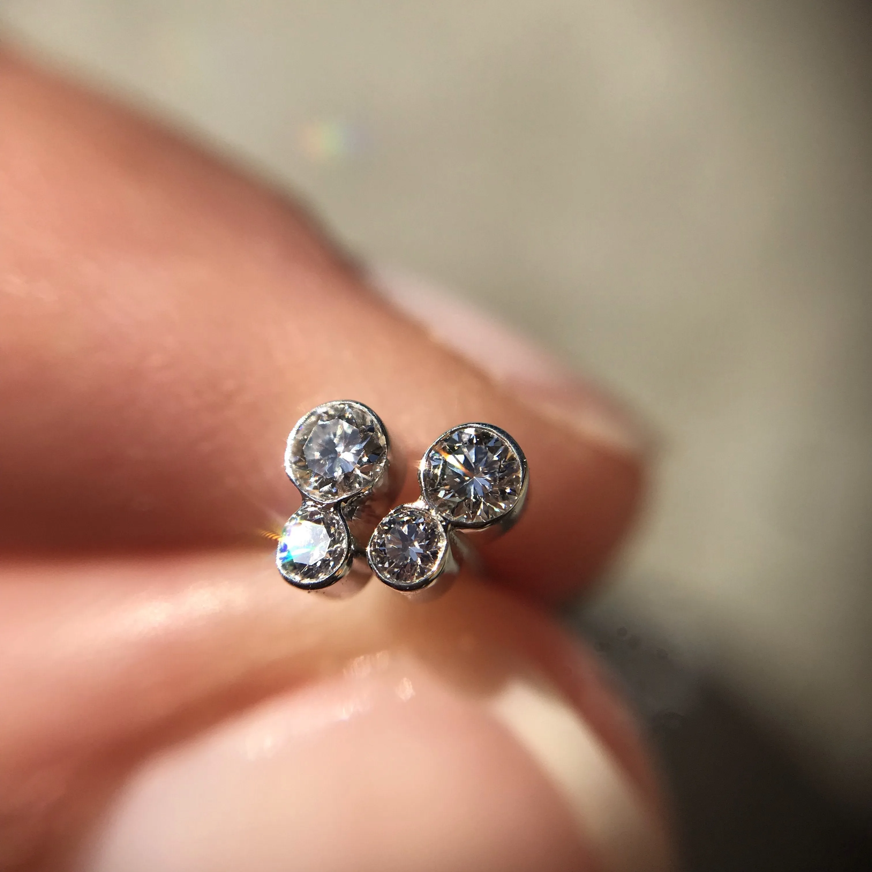 Kissing Diamonds Gold Stud Earrings