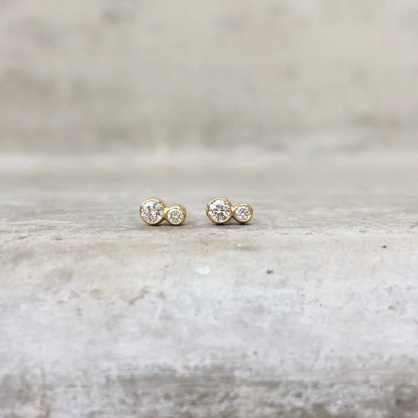 Kissing Diamonds Gold Stud Earrings