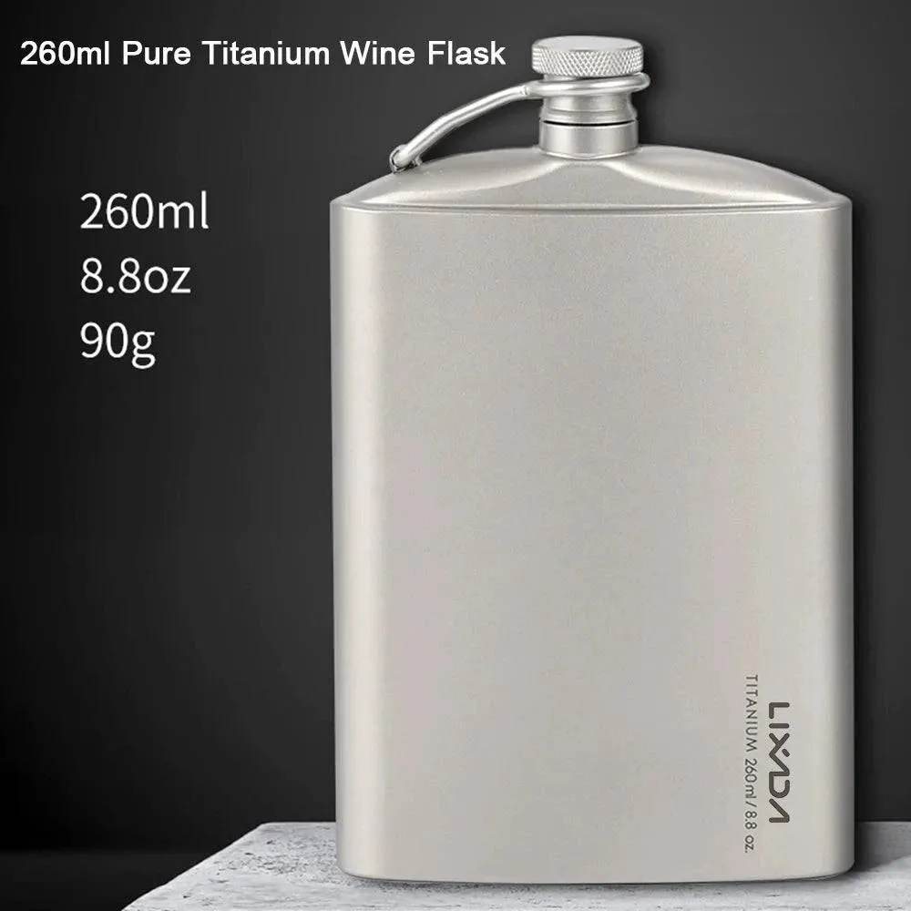 Lixada 260ml Leakproof Titanium Flask Alcohol Whisky Wine Flask With Cup Set Good For Outdoor Camping Backpacking Travel Picnic