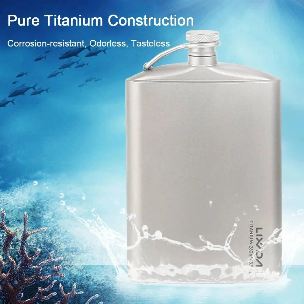 Lixada 260ml Leakproof Titanium Flask Alcohol Whisky Wine Flask With Cup Set Good For Outdoor Camping Backpacking Travel Picnic