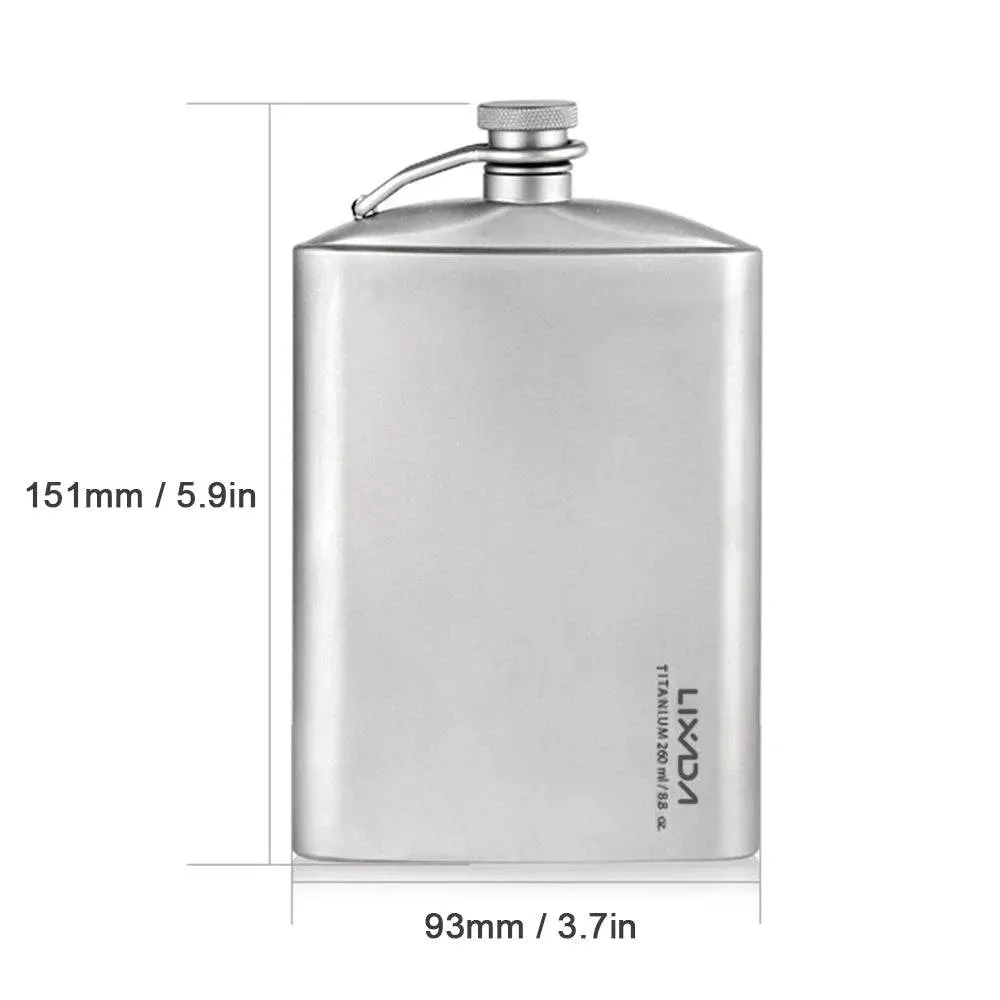 Lixada 260ml Leakproof Titanium Flask Alcohol Whisky Wine Flask With Cup Set Good For Outdoor Camping Backpacking Travel Picnic