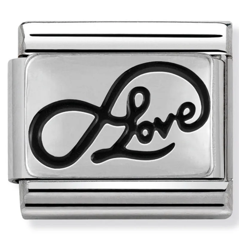 Love - Oxidised Symbol Black Love Silver Charm
