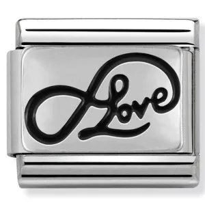 Love - Oxidised Symbol Black Love Silver Charm