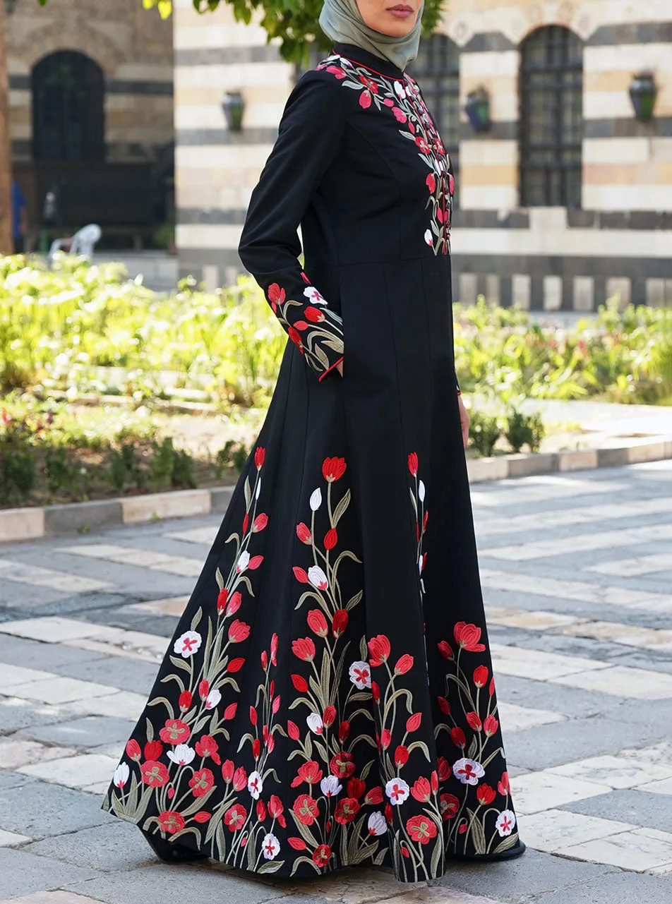 Ma'wa Embroidered Abaya Gown