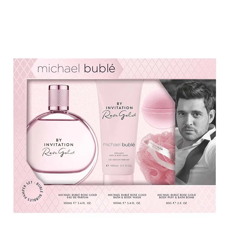 Michael Bublé By Invitation Rose Gold 4 Piece Pamper Gift Set Discontinued
