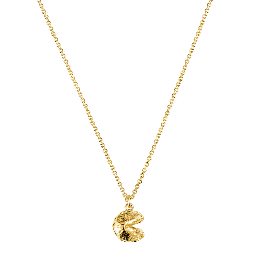 Mini Fortune Cookie Pendant - Gold