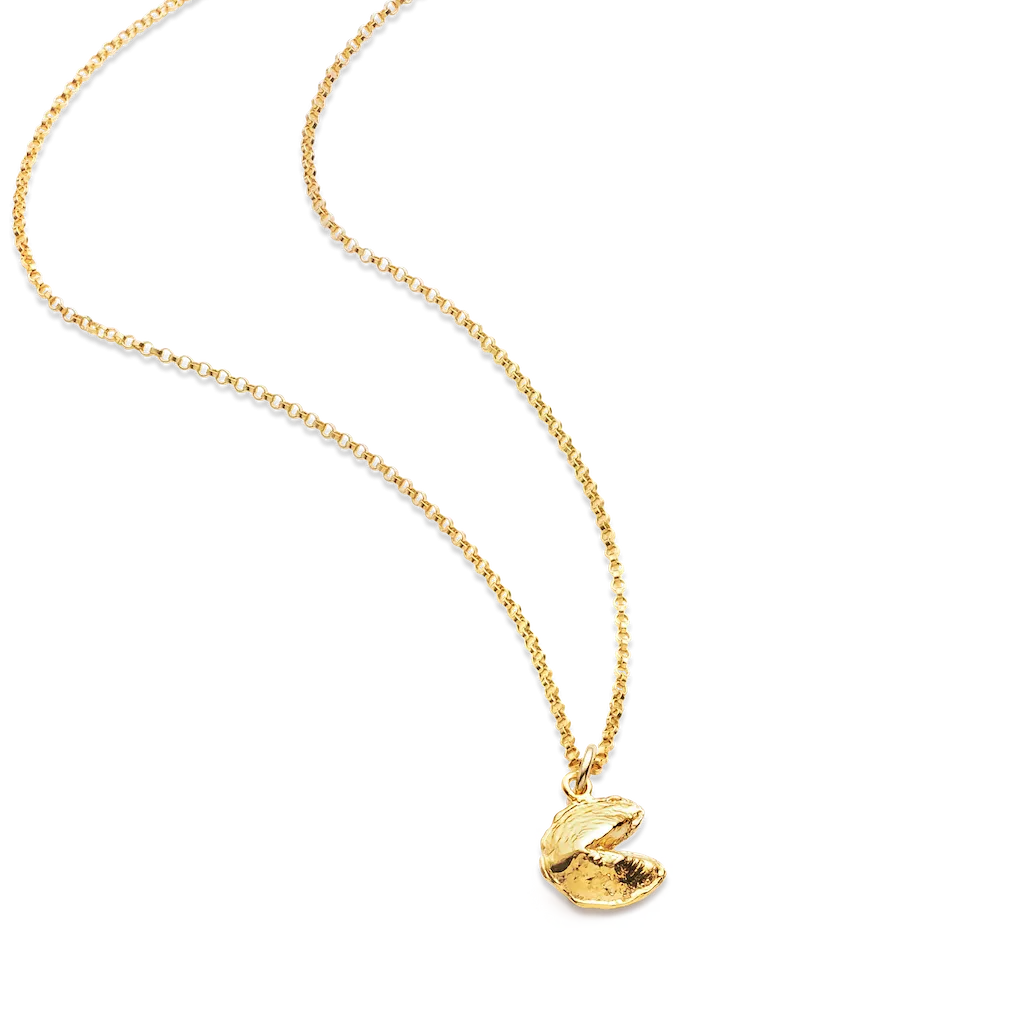 Mini Fortune Cookie Pendant - Gold