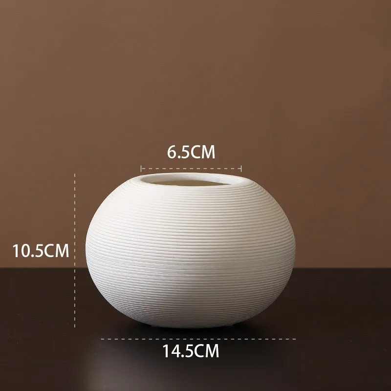 Minimalist Ceramic Ribbed Vase