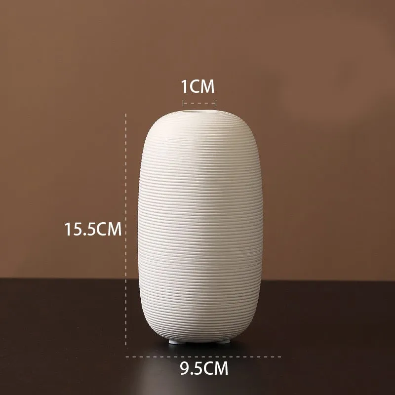 Minimalist Ceramic Ribbed Vase