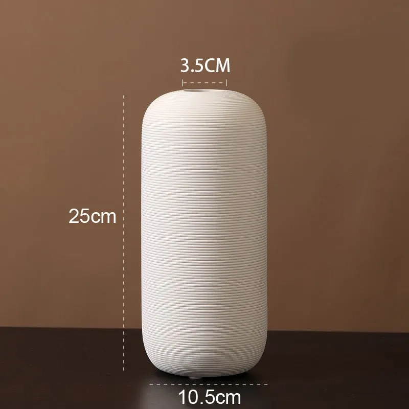Minimalist Ceramic Ribbed Vase