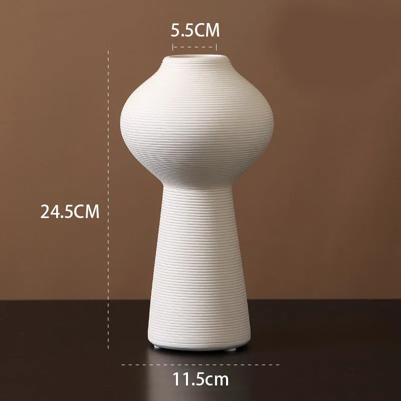 Minimalist Ceramic Ribbed Vase
