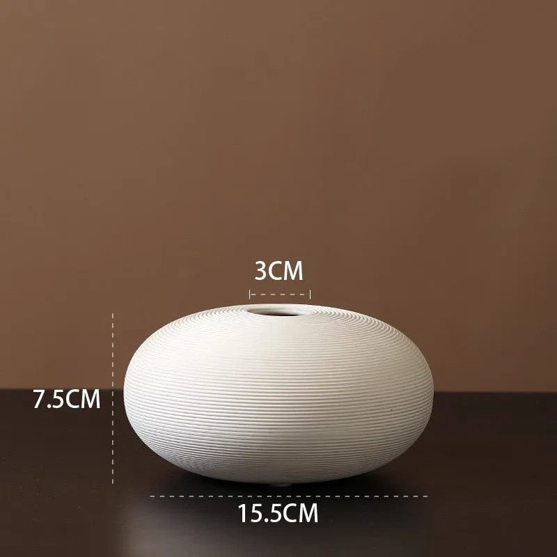 Minimalist Ceramic Ribbed Vase