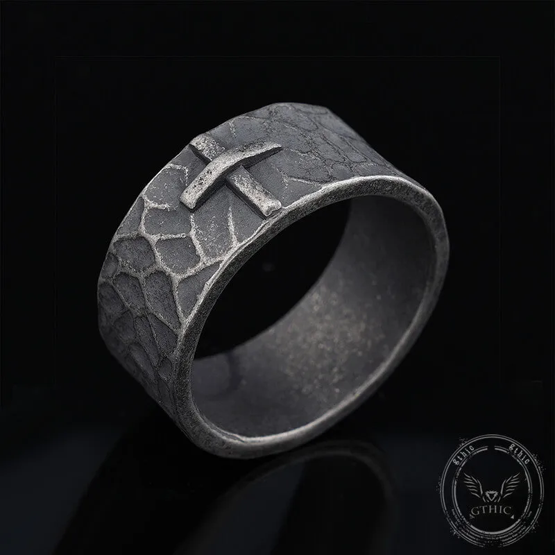 Minimalist Retro Texture Cross Stainless Steel Ring