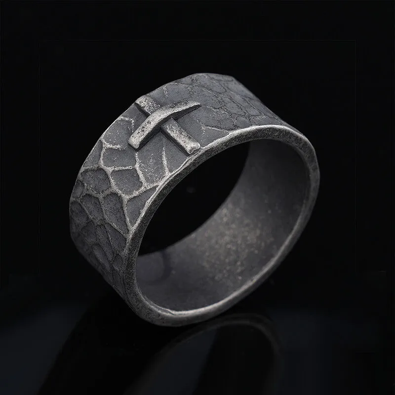 Minimalist Retro Texture Cross Stainless Steel Ring