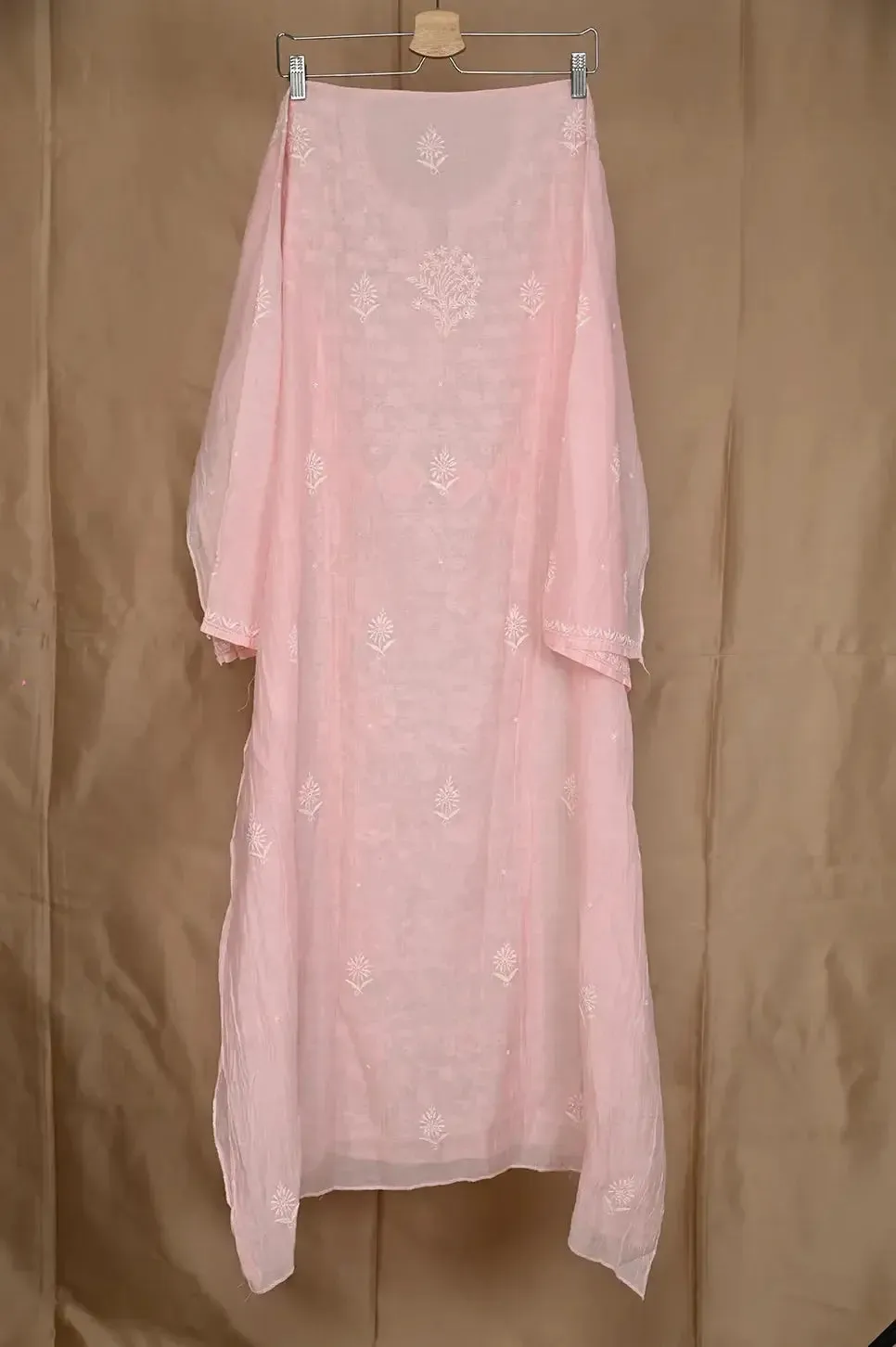 Mul Chanderi Chikankari Anarkali - Baby Pink 2