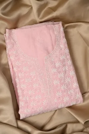 Mul Chanderi Chikankari Anarkali - Baby Pink 2