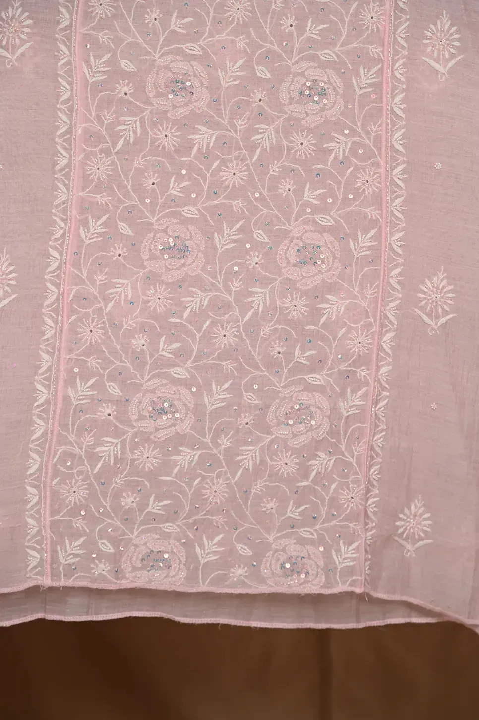 Mul Chanderi Chikankari Anarkali - Baby Pink 2