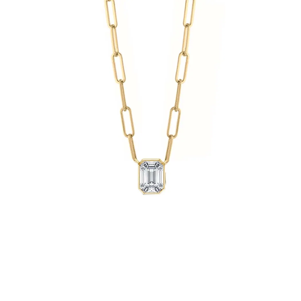 Multishape Diamond Thin Paperclip Necklace