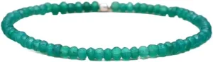 Natural Dainty Green Onyx Stretch Gemstone rondelle 4mm faceted 7inch Beads Stretchble bracelet crystal healing energy stone bracelet for Women & Men Adjustable Size