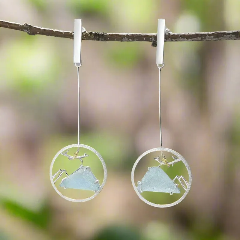 Natural Gemstone Bird Whisper Dangle Earrings