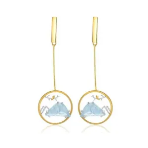 Natural Gemstone Bird Whisper Dangle Earrings