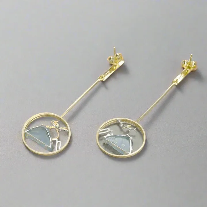 Natural Gemstone Bird Whisper Dangle Earrings