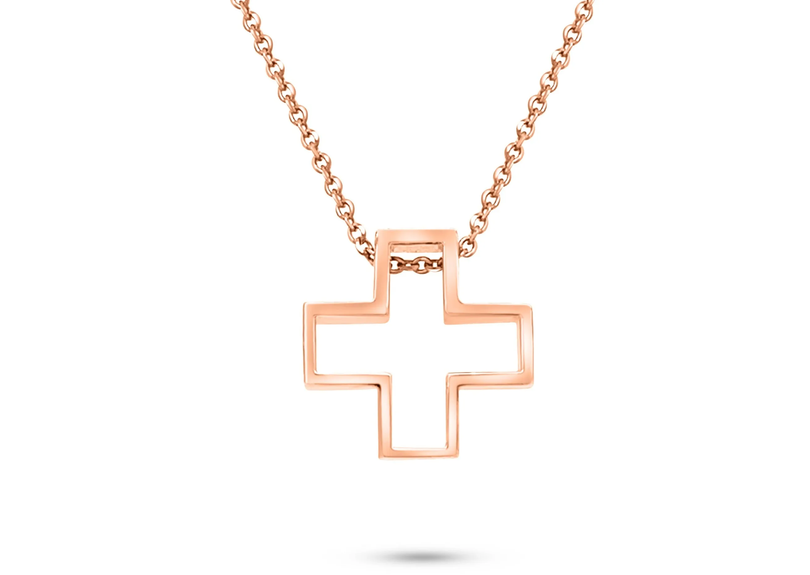 Necklace 14kt Rose Gold Cross Silhouette