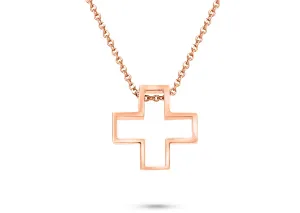 Necklace 14kt Rose Gold Cross Silhouette
