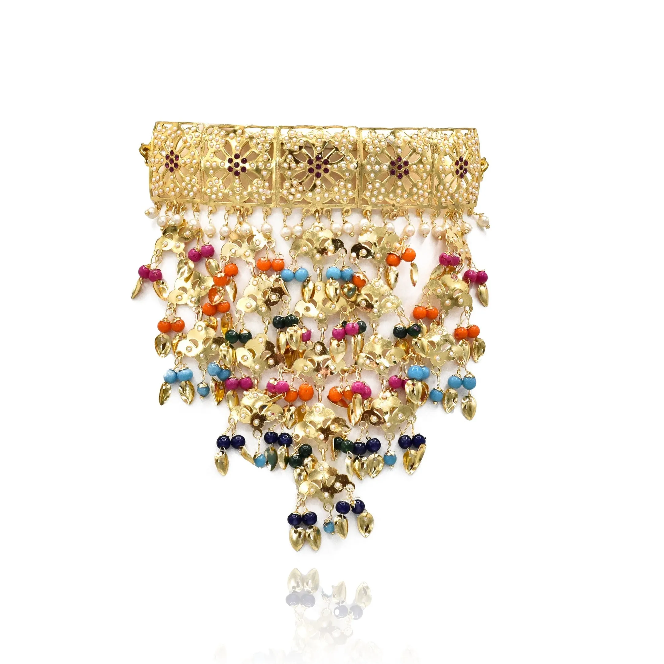 Nimrah Jadau Multicolor Tassel Choker Set