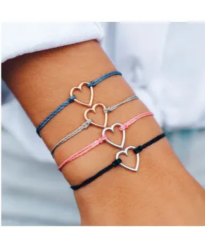 Open Heart Charm Bracelet Rose Gold