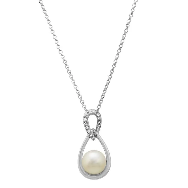 Open Linked Pearl Pendant Necklace