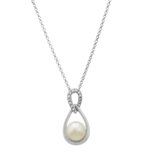 Open Linked Pearl Pendant Necklace