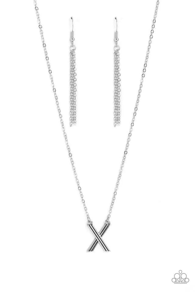 Paparazzi Necklace ~ Leave Your Initials - Silver - X