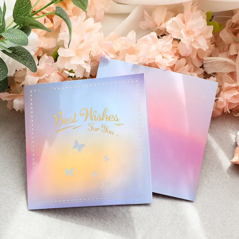 Personalized Crystal Flower Butterfly Best Wishes Pop-Up Greeting Card - Handmade 3D Best Wishes for Birthdays, Congrats, Thanks & More