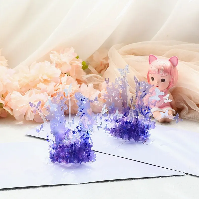 Personalized Crystal Flower Butterfly Best Wishes Pop-Up Greeting Card - Handmade 3D Best Wishes for Birthdays, Congrats, Thanks & More
