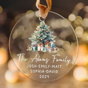 Personalized Family Christmas Ornament 2024 – Custom Family & Pet Ornament AV03-11