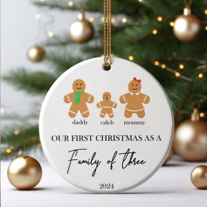 Personalized Family Ornament with Gingerbread, First Christmas Family Ornament CX01-21