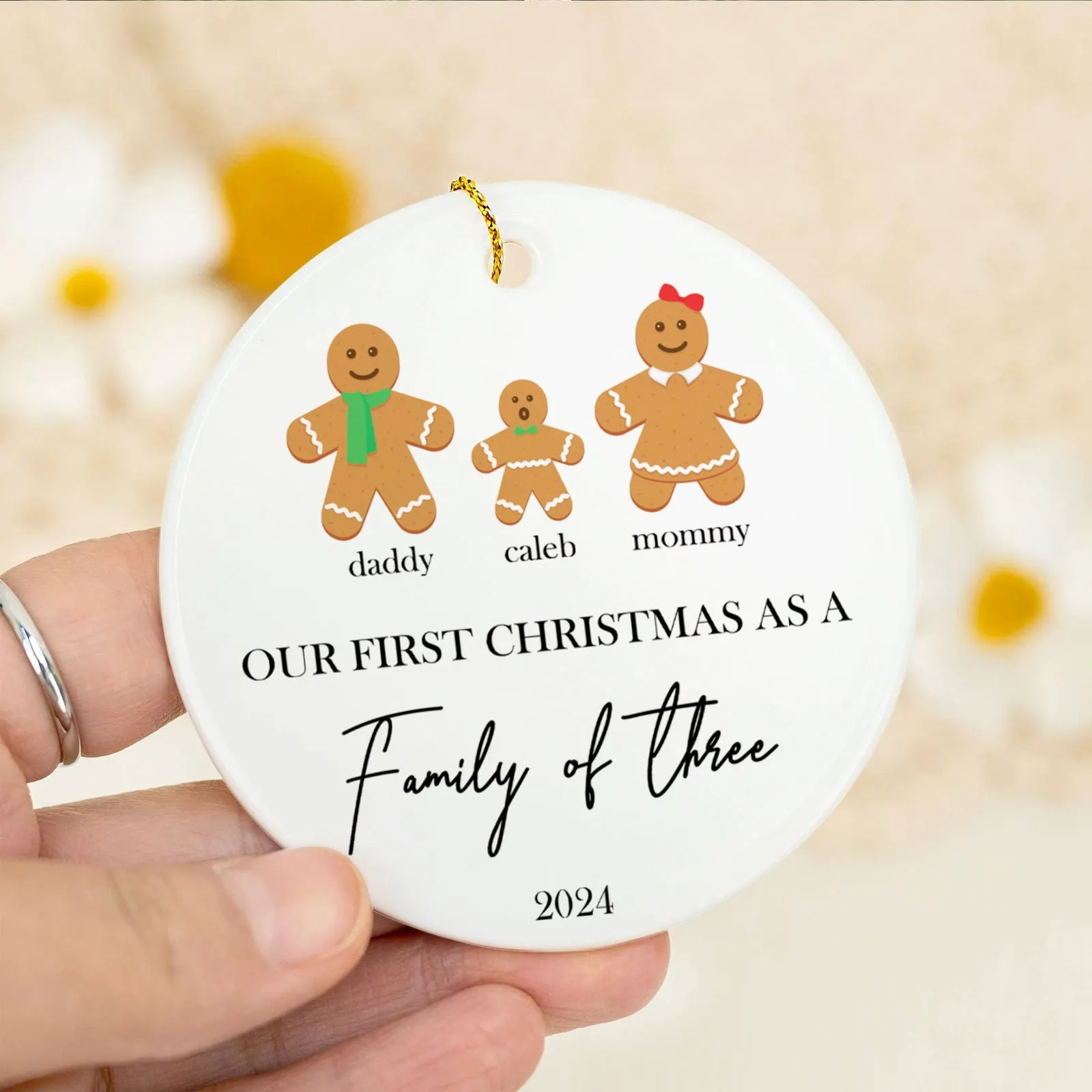 Personalized Family Ornament with Gingerbread, First Christmas Family Ornament CX01-21