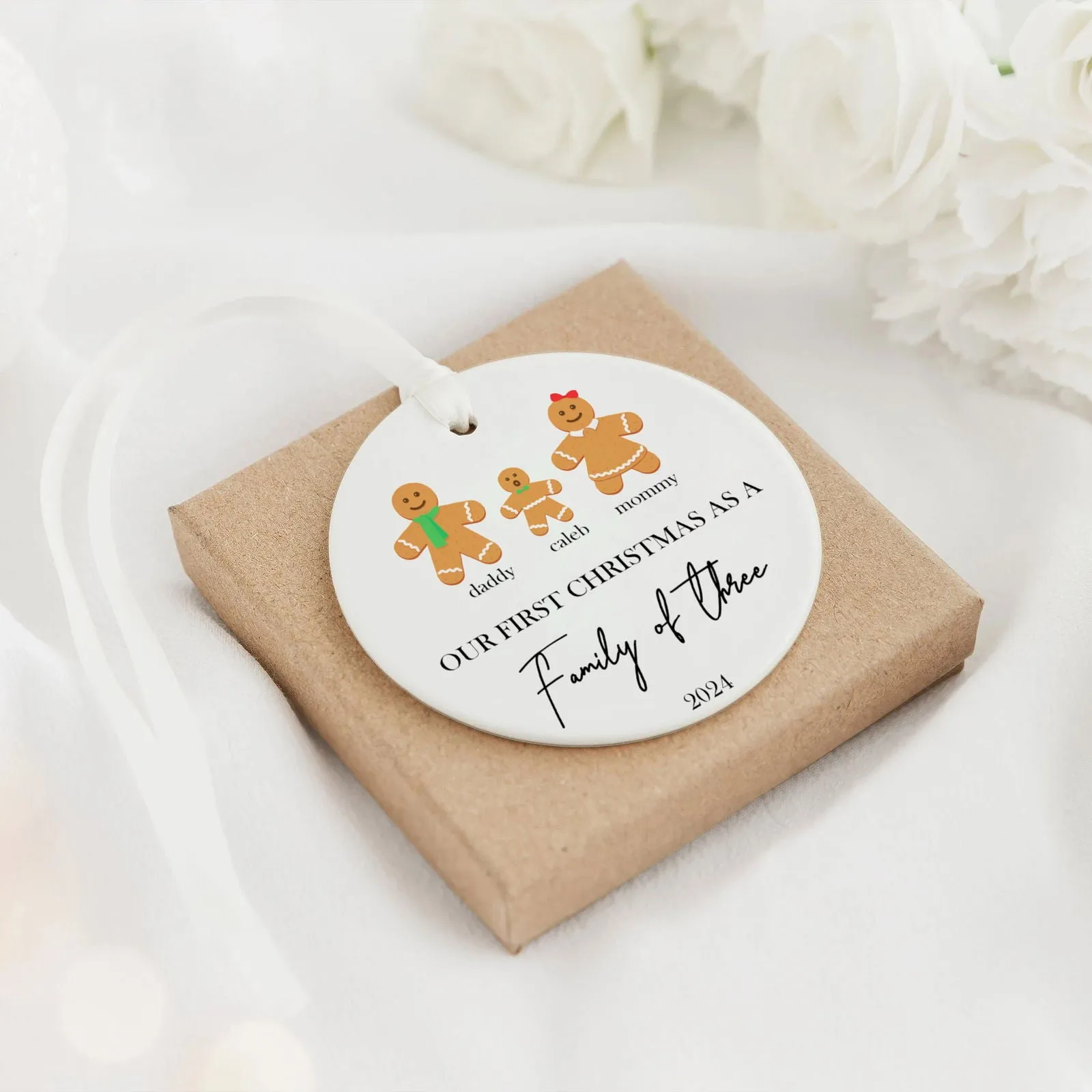 Personalized Family Ornament with Gingerbread, First Christmas Family Ornament CX01-21