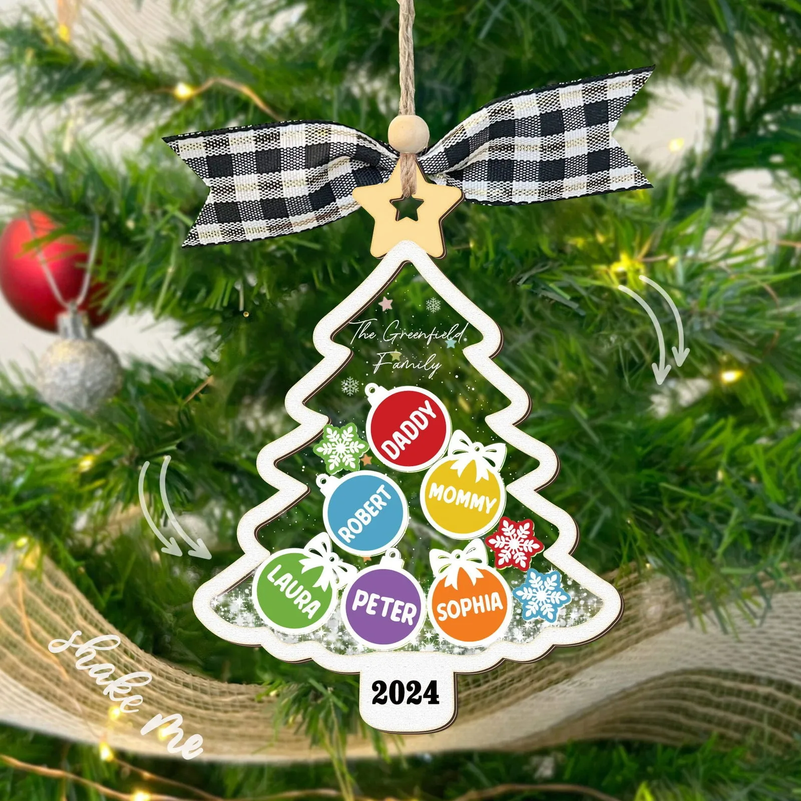 Personalized Family Shaker Ornament, Custom Family Christmas Tree Ornament CF648