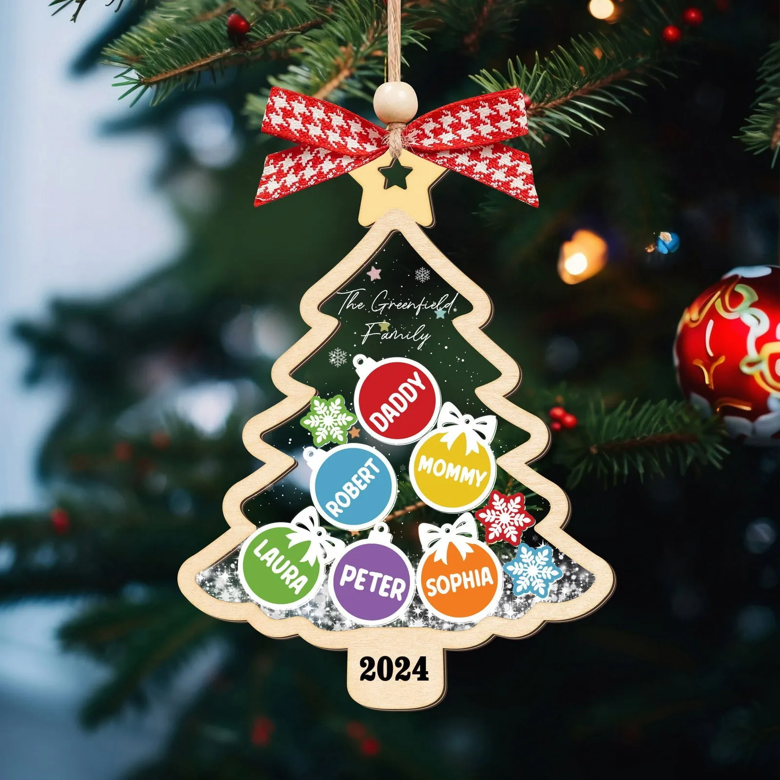 Personalized Family Shaker Ornament, Custom Family Christmas Tree Ornament CF648